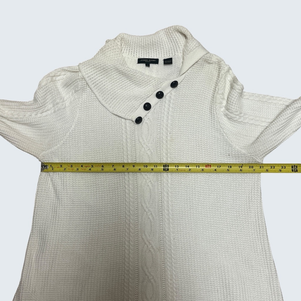 Jeanne Pierre Woman Ivory Cotton Cable Knit Shawl Collar Cardigan Sweater 1X - Picture 6 of 16